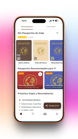 Pantalla principal de Stamport con la colección de pasaportes de viaje